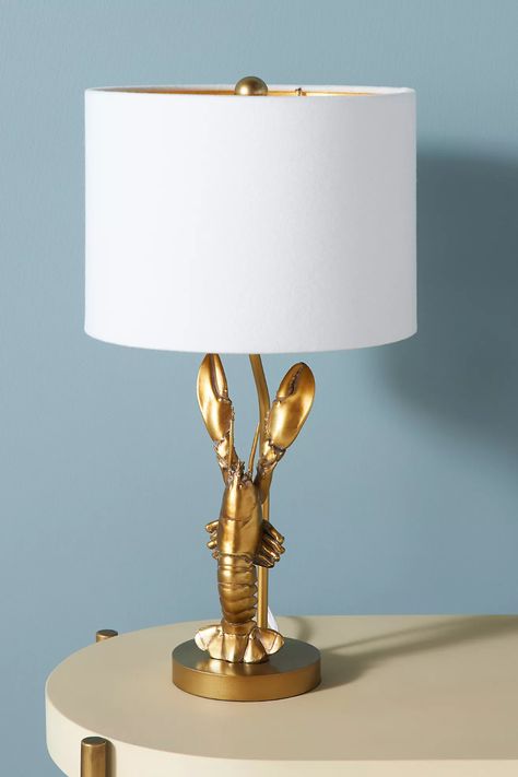 Lobster Table Lamp | Anthropologie Wine Night, Cottage Bedroom, Glass Jar Candles, The Lobster, Restaurant Ideas, House Interior Design, Vanity Table, Shop Owner, Unique Lighting