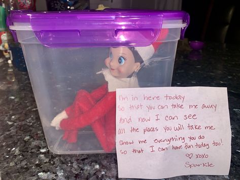 Carry Around Elf On The Shelf, Elf On The Shelf Carry Me Around, Elf On The Shelf Carrier Ideas, Elf In A Bottle, Elf On The Shelf In Jar To Carry, Elf On The Shelf Take Me With You Jar, Elf In A Jar To Carry Around, Elf On The Shelf In Container To Carry, Elf Transport Jar