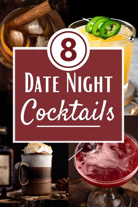 These date night cocktails will give you some great cocktail ideas for your next date night. These are all easy to make, tasty cocktails that are sure to impress your date. Date Night Cocktails At Home, Date Night Drinks At Home, Alcoholic Hot Chocolate, Date Night Cocktails, Date Night Drinks, Elegant Cocktails, Lychee Mojito, White Chocolate Syrup, Unique Cocktail Recipes