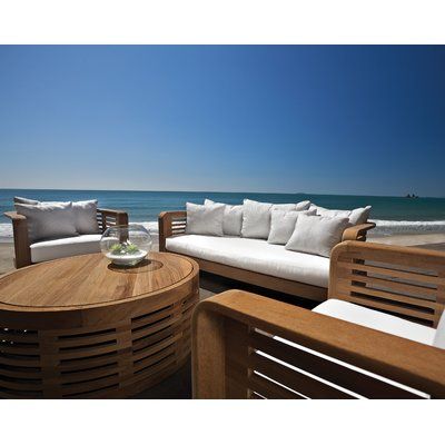 OASIQ Hamilton Teak Patio Chair with Cushions Fabric: Canvas Teak Hamilton Sofa, Teak Chaise Lounge, Teak Frame, Outdoor Coffee Tables, Teak Outdoor, Wooden Coffee Table, Patio Sofa, Outdoor Sectional Sofa, Seating Arrangements