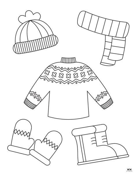 Choose from a wide variety of winter coloring pages for hours of indoor fun during the winter months! All pages can be printed from home. 100% FREE. Sweater Coloring Page, Winter Colouring Pages, Printable Winter Coloring Pages, Winter Worksheets, Winter Coloring Pages, Boys Winter Clothes, Coloring Pages Winter, Woolen Clothes, Kids Winter Outfits