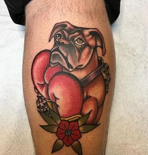 Boxer Tattoo Dog, Boxer Dog Tattoo Ideas, Boxing Gloves Tattoo, Boxer Dog Tattoo, Awesome Tattoo Ideas, Boxer Tattoo, Fighter Tattoo, Dog Tattoo Ideas, Cute Boxers