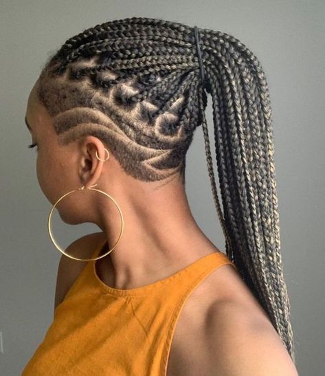 Undercut Box Braids with Highlights Braid With Undercut, Box Braids Y2k, Box Braids With Highlights, Box Braids With Undercut, Braids With Undercut, Braids With Highlights, Men Hairline, Thick Box Braids, Braids Y2k