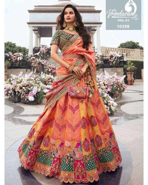 Step into the spotlight with Vrindavan’s exquisite partywear! Our semi-stitched bridal lehenga choli, adorned with intricate embroidery, offers a blend of tradition and contemporary glamour. Perfect for making unforgettable memories. Elevate your bridal look effortlessly! #weareffortlessly #BridalElegance #PartywearLehenga #EmbroideredGlam #SemiStitched #ElegantAttire #BridalCholi #LuxuryFashion #FestiveStyle . Description Lehenga Fabric:- Banarasi Silk With Zarkan Codding Work Blouse Fabri... Bridal Wedding Lehenga, Plus Size Lehenga, Multicolor Wedding, Haldi Ceremony Outfit, Ceremony Outfit, Indian Wedding Lehenga, Choli Blouse, Lehenga Online, Indian Fashion Saree