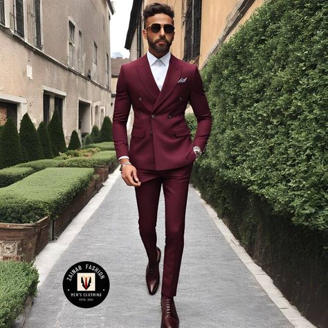 2 Piece Suits For Men, Burgundy Suit Wedding, Burgundy Suit Men, Burgandy Blazer, Trending Suits, Mens Pants Fashion Casual, Burgundy Tuxedo, Fall Suit, Dark Skin Men