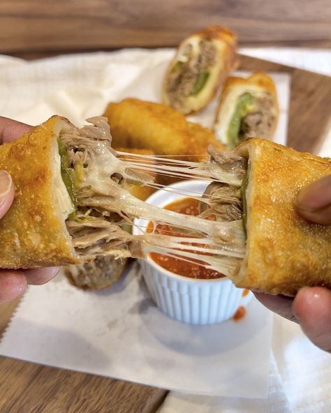 Leftover Italian Beef Egg Rolls Italian Beef Egg Rolls Air Fryer, Italian Beef Egg Rolls, Leftover Italian Beef, Beef Egg Rolls, Italian Beef Sandwiches, Cook With Me, Italian Beef, Egg Roll Wrappers, Food Content