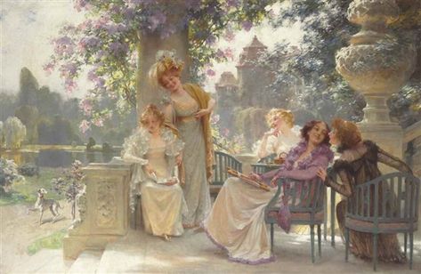 Moritz Von Schwind, Hans Zatzka, Urban Landscapes, Royal Garden, Fine Artwork, August 20, Landscape Scenery, Romantic Art, Ethereal Art