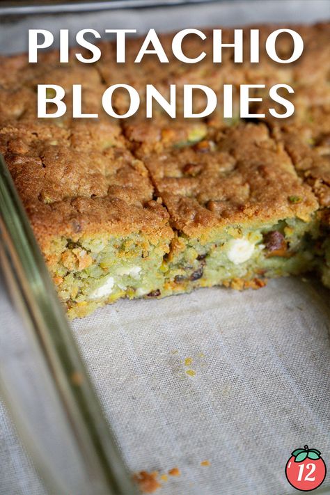 Pistachio Blondies | 12 Tomatoes Pistachio Blondies Recipe 12 Tomatoes, Pistachio Blondies Recipe, Pistachio Cookie Bars, Pistachio Brownies Recipe, Pistachio Blondies 12 Tomatoes, 12 Tomatoes Recipes Desserts Baking, Pistachio Treats, 12 Tomatoes Recipes Desserts, Pistachio Blondies