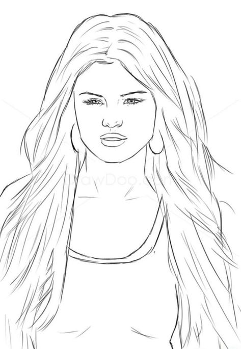 Selena Gomez Drawing Easy, Singer Drawing, Selena Gomez Drawing, Celebrity Art Drawings, Celebrity Portraits Drawing, Bff Drawings, Celebrity Drawings, Horse Drawings, Celebrity Portraits