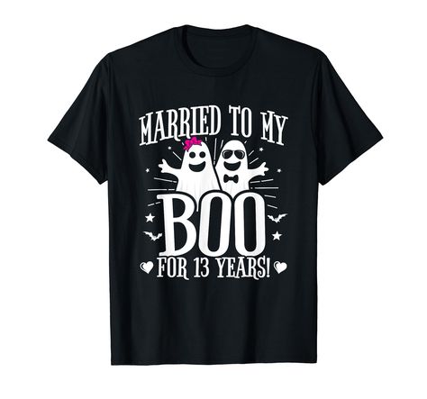 PRICES MAY VARY. Solid colors: 100% Cotton; Heather Grey: 90% Cotton, 10% Polyester; All Other Heathers: 50% Cotton, 50% Polyester Imported Pull On closure Machine Wash This funny Halloween wedding anniversary design is perfect for a married couple celebrating 13 years of marriage to their BOO! Fun matching couple design for an October or Halloween theme 13th wedding anniversary party. Click the brand link for years 1-80! Features "Married To My BOO for 13 Years!" funny 13th anniversary quote w/ 25th Anniversary Quotes, Halloween Wedding Anniversary, Wedding Anniversary Design, 27th Wedding Anniversary, 60th Wedding Anniversary Party, 22nd Wedding Anniversary, 25th Wedding Anniversary Party, 12th Wedding Anniversary, 16th Wedding Anniversary