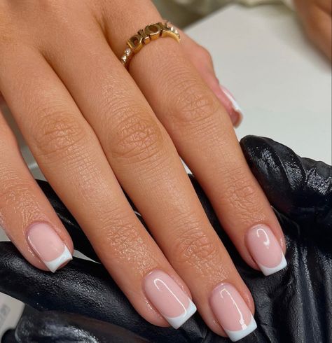 French Tip Gel Nails, Gel Nails French, Blue French Tips, Squoval Nails, French Manicure Nails, Work Nails, French Tip Acrylic Nails, Basic Nails, French Acrylic Nails