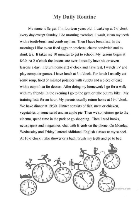 My Daily Routine Worksheet, Daily Activities Worksheet, Esol Activities, Daily Routine In English, Daily Routine Worksheet, Tatabahasa Inggeris, Reading Comprehension For Kids, Teaching Class, English Practice