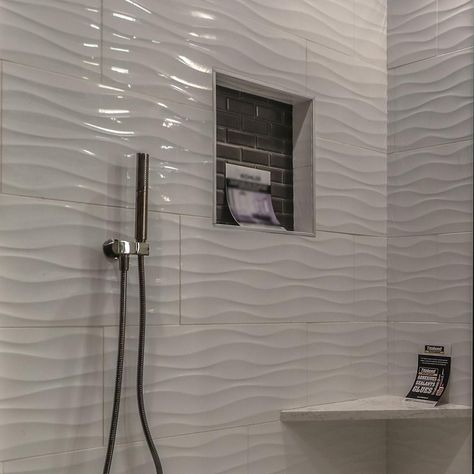 Home depot 12x24 Ceramic Tile Bathroom Wall, Ceramic Tile Bathrooms, Shower Wall Tile, Bathroom Shower Walls, White Wall Tiles, White Bathroom Tiles, Bathroom Shower Tile, Shower Tile Designs, Bathroom Remodel Shower