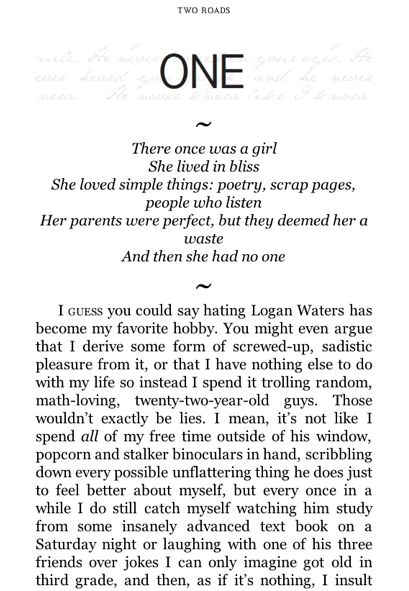 The chapter header for the ebook of Two Roads - a poem written by L.M. Augustine for his book is written, very faint, behind the chapter number. All the scene breaks are the tildas you see before and after the intro poem, and each new section opens with small caps for the first two words. Small Caps, A Poem, The Scene, Book Design, Written By, Love Her, Word Search Puzzle, Poetry, The First