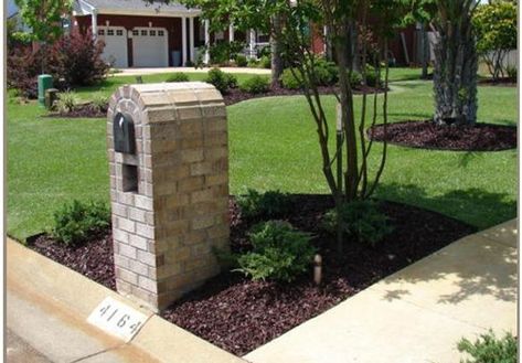 LANDSCAPES | RoosterRubber Stone Mailbox, Brick Mailbox, Mailbox Flowers, Mailbox Garden, Mailbox Landscaping, Landscaping Around House, Landscaping Around Trees, Mulch Landscaping, Mailbox Ideas