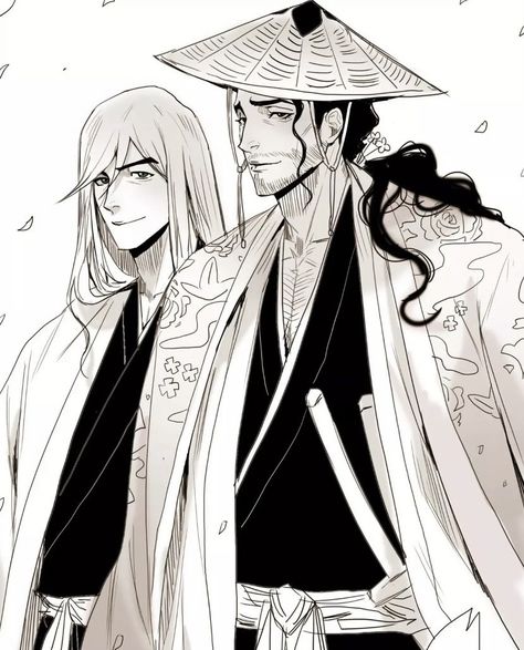 Shunsui Kyoraku And Jushiro Ukitake, Shunuki Bleach, Jushiro Ukitake Fanart, Shunsui X Ukitake, Ukitake Bleach, Bleach Meme, Ishida Uryuu, Bleach Figures, Byakuya Kuchiki