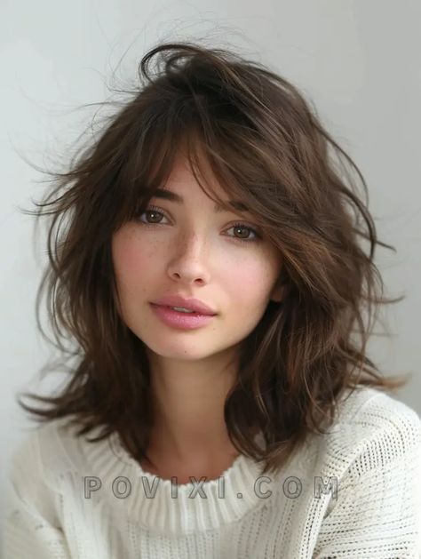 Bob Shoulder Length, Shag Shoulder Length Haircut, Fluffy Shoulder Length Hair, Wavy Shoulder Length Hair With Layers, Layered Short Hair Shoulder Length, Shoulder Length Haircut With Layers, Shaggy Shoulder Length Hair, Shaggy Cut, Shaggy Layers