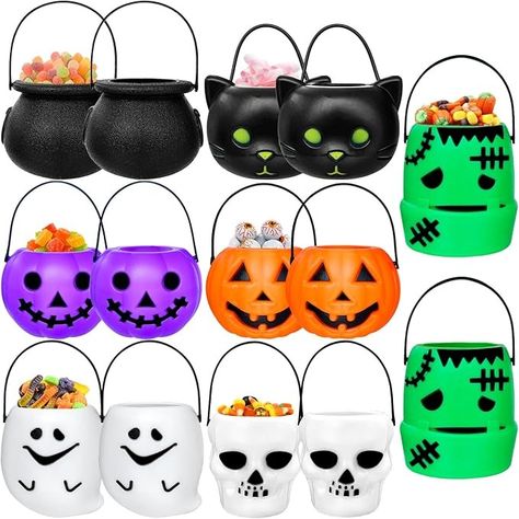 Amazon.com | Lshfwn 14 Pcs Halloween Candy Bucket,Pumpkin Ghost Cauldron Candy Bucket,Mini Halloween Candy Holder Pail with Handle for Halloween Party Supplies,Trick or Treat: Candy Servers Halloween Candy Holder, Halloween Candy Bucket, Candy Buckets, Trick Or Treat Candy, Candy Bucket, Halloween Buckets, Fun Halloween Decor, Halloween Party Supplies, Candy Holder