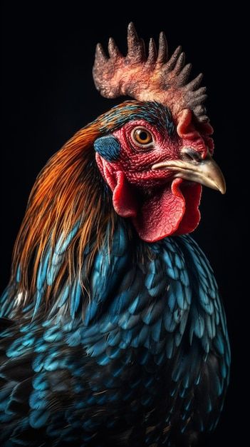 Photo a close up of a chicken with a blu... | Premium Photo #Freepik #photo #cock #rooster #poultry #chicken Evolutionary Art, Rooster Images, Chicken Tattoo, Chicken Pictures, Chicken Bird, Rooster Painting, Chicken Painting, Rooster Art, Red Face