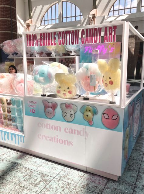 Cotton Candy Vendor Booth, Cotton Candy Booth, Cotton Candy Holder Stand, Cotton Candy And Popcorn Stand, Cotton Candy Machine Aesthetic, Aesthetic Cotton Candy, Saloon Party, Cotton Candy Machine Rental, Candy Booth