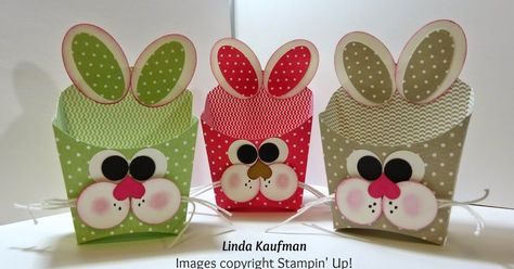 Stampin' Up!'s Fry Box is the base for this project, but Dee Slater  is the mastermind behind turning this simple fry box into an adorable E... Fry Box Ideas, Hamburger Box, Box Bunny, Fry Box, Easter Paper Crafts, Stampin Up Easter, Easter Stuff, Spring Craft, Treat Holders