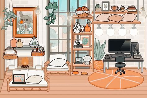 ☆.｡.:*𝙍𝙤𝙤𝙢 𝙞𝙙𝙚𝙖 𝙞𝙣 𝙩𝙤𝙘𝙖 𝙗𝙤𝙘𝙖.｡.:*☆ Toca Boca Teenage Room Ideas Aesthetic, Toca Boca Gaming Room Ideas, Toca Boca Room Ideas Aesthetic Bedroom, Toca Life Living Room Ideas, Toca Boca Room Ideas Living Room, Cute Toca Boca Room Ideas, Toca Boca House Ideas Aesthetic, Living Room Toca Boca, Toca World House Ideas