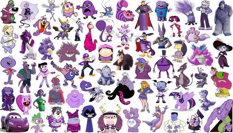 Purple Cartoon Characters, Purple Cartoon, All Disney Characters, Colored Characters, Art Geek, Black Cartoon Characters, Classic Vehicles, Drawing Expressions, Geek Art