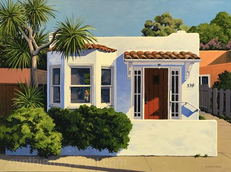 Oil on canvas, 30 x 40. Available. If interested, please contact me here. Spanish Style House Plans, Spanish Cottage, Spanish Architecture, Sims 4 House Design, Sims Building, Sims House Plans, Pacific Grove, Spanish House, Sims 4 Houses