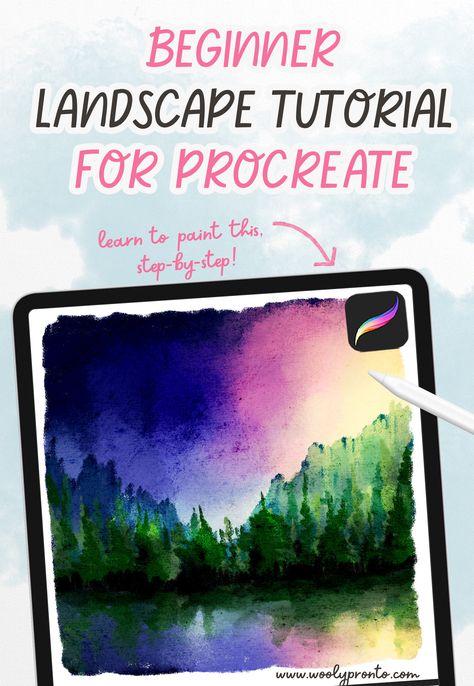 Procreate Landscape, Digital Drawing Tutorial, Procreate Resources, Landscape Painting For Beginners, Procreate Practice, Procreate Hacks, Procreate App Tutorial, Ipad Things, Landscape Tutorial