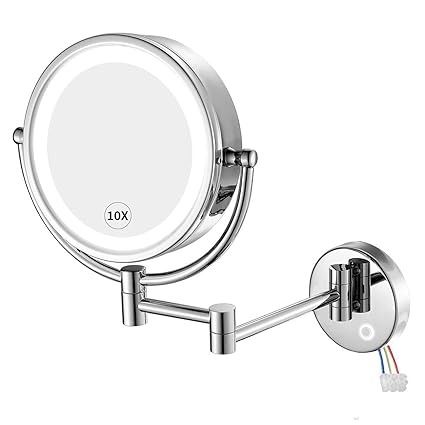 Amazon.com : GURUN Wall Mounted Hardwired Makeup Mirror with 3 Tones Dimmable LED Lights 10x Magnifying Mirror with Touch Control for Bathroom Bedroom 13" Extendable Arm Direct Wire M1809D-T(10x,Chrome) : Beauty & Personal Care Magnifying Mirror, Wire Lights, Dimmable Led Lights, Touch Control, Bathroom Bedroom, Makeup Mirror, Wall Mount, Beauty And Personal Care, Led Lights