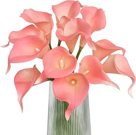 Calla Lily is my favorite flower! I have them in pink & white in the vase on the bedside table! Calla Lily Colors, Candle Bouquet, Fake Flower Bouquet, Calla Lily Flowers, Material Flowers, Artificial Flower Bouquet, Teal Flowers, Lily Flower, Fake Flowers