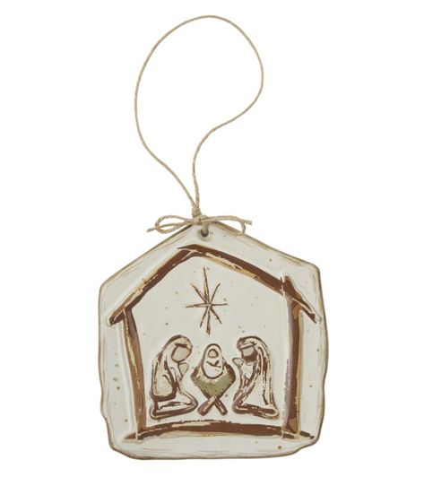 Mud Pie Christmas Church Ornament, Navitity 4.50" x 4.63" #affiliate Air Dry Clay Nativity, Farmhouse Nativity, Clay Nativity, Christmas Pie, Farmhouse Ornaments, Christmas Church, Christmas Farm, Nativity Ornaments, Scene Image