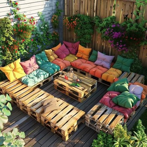 Palette Sofa Outdoor, Ideas For Terrace, Pallet Seats, Furniture With Pallets, Garden Diy Furniture, Boho Tent, Pallet Sectional, Crate Seats, Terrace Furniture