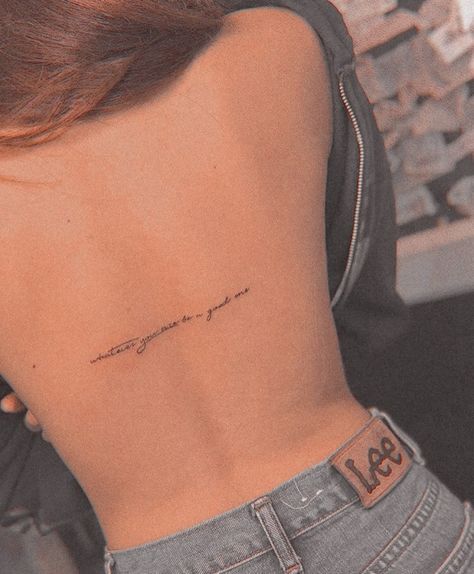 Horizontal Back Tattoo, Tattoos 2023, Writing Tattoos, Inspiration Tattoo, Back Tattoo Women, Line Tattoos, Back Women, Tattoo Lettering, Korean Street Fashion