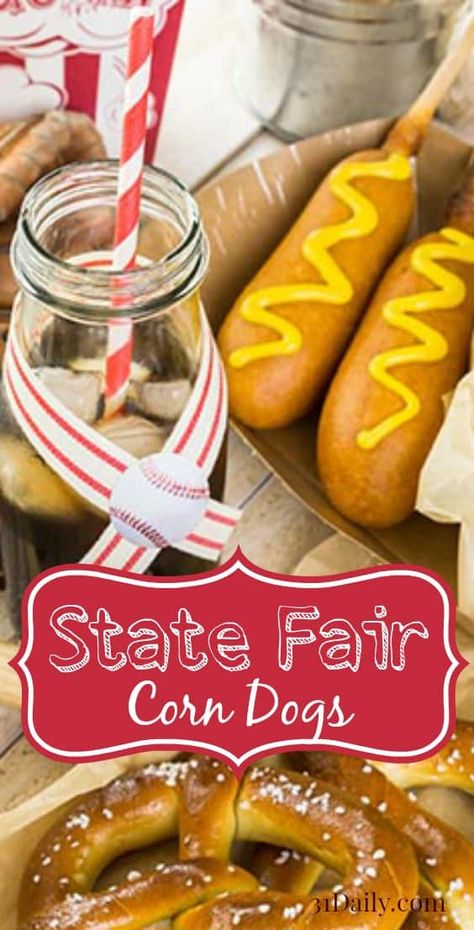 State Fair Corn Dogs Recipe from Renowned Chef State Fair Corn Dogs, Fair Corn Dogs, Corn Dogs Recipe, Corn Dog Batter, Corndog Recipe, 31 Daily, State Fair Food, Homemade Scones, Food Fair