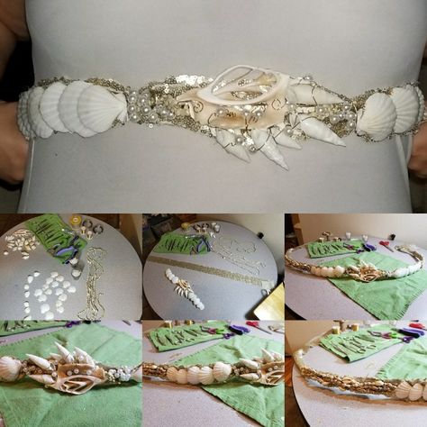 #weddingdress #seashelldress  #seashells #handmadesash #dressadornment #belt #seashellbelt #mermaidbelt #weddingdress #lambisscorpious #scallops #mermaidwedding Sea Shell Belt, Seashell Belt, Sea Shell Dress, Mermaid Dreams, Seashell Jewelry, Mermaid Wedding, Waist Belt, Wedding Sneaker, Wedding Shoe