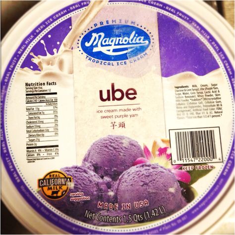 Omg!! My new favorite!! Ube Ice Cream by Magnolia. Magnolia Ice Cream, Ube Ice Cream, Fruit Nutrition Facts, Purple Yam, Milk Ice Cream, Cookie Dough Cafe, Baking Ingredients, I Promise, Nutrition Facts