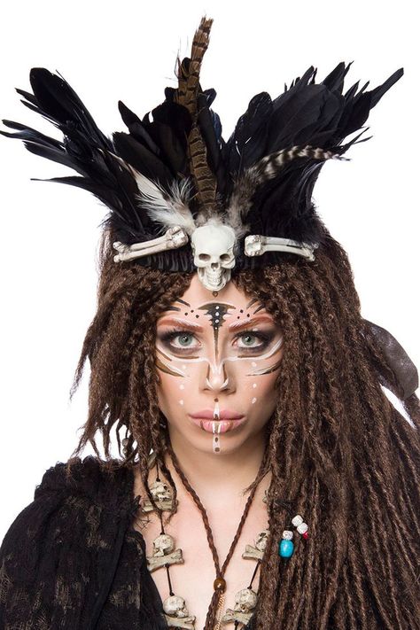 Two Halloween Costumes, Voodoo Priestess Costume, Steampunk Ocean, Voodoo Makeup, Witch Doctor Costume, Priestess Costume, Voodoo Costume, Voodoo Witch, Voodoo Halloween