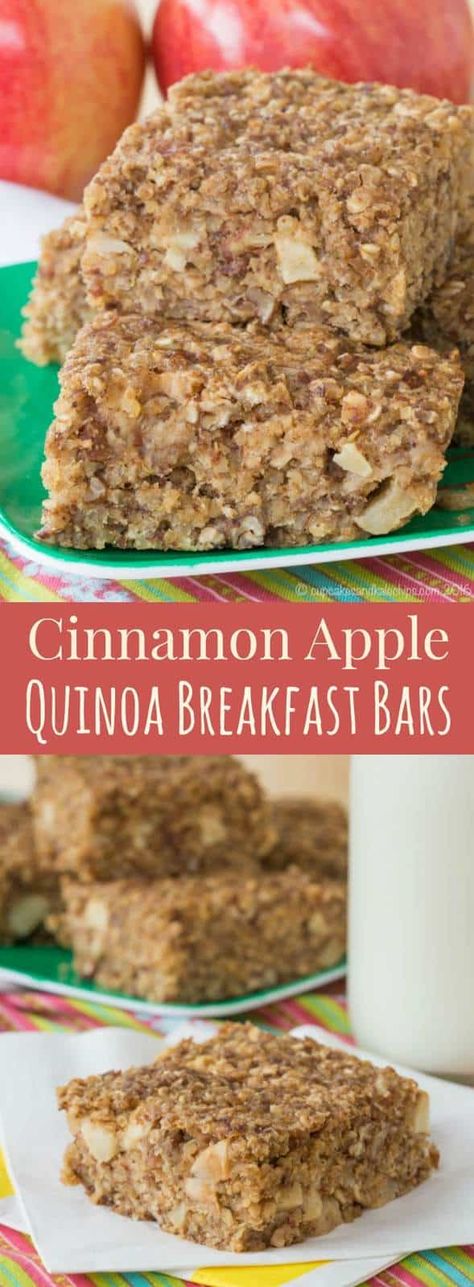 Apple Cinnamon Quinoa Breakfast, Apple Quinoa Breakfast, Apple Quinoa, Quinoa Breakfast Bars, Breakfast Bars Healthy, Healthy Make Ahead Breakfast, Quinoa Breakfast, Cinnamon Apple, Breakfast Bars