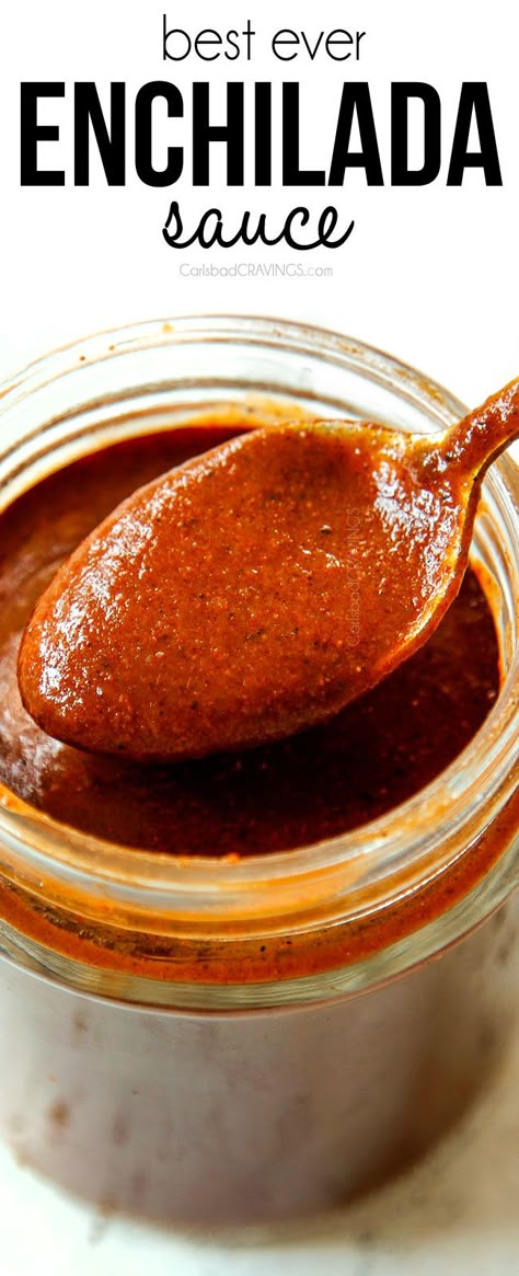 The BEST Homemade Enchilada Sauce that’s 1000X better than canned and ready in just over 10 minutes! It’s rich, bold, smoky, quick, easy, freezes beautifully and you can customize the heat and consistency.  Once you taste this red enchilada sauce recipe, you won’t want to live without!  #recipes #recipeoftheday #recipeideas #recipeseasy #recipesfordinner #dinner #dinnerrecipes #dinnerideas #dinnertime #mexicanfoodrecipes #mexicanfood #mexicanrecipes #enchiladas Canned Enchilada Sauce Better, Red Enchilada Sauce Recipe, Authentic Enchilada Sauce, Enchiladas Mexicanas, Homemade Enchilada Sauce Recipe, Enchiladas Casserole, How To Make Enchiladas, Enchiladas Easy, Enchiladas Chicken