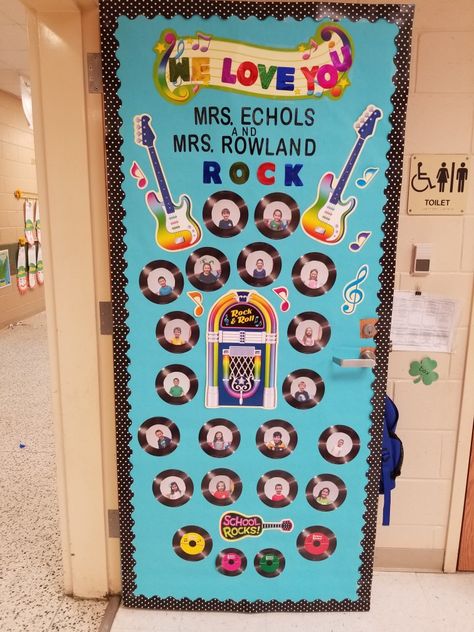 Rock And Roll Door Theme, Rock And Roll Teacher Appreciation Week, Rockstar Teacher Appreciation, Rock And Roll Classroom Theme, Rockstar Decorations, Roll Door, Teacher Appreciation Week Themes, 2024 Classroom, Rock Star Theme