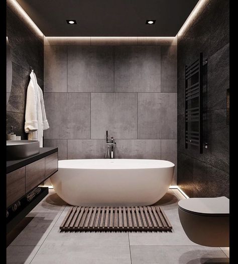 Bathroom Design Black, Dark Bathrooms, Bathroom Decor Luxury, Washroom Design, Bathroom Design Luxury, Task Lighting, Black Bathroom, Beautiful Bathrooms, Home Room Design