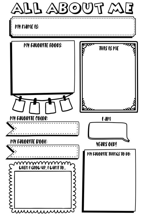 Example Of Biography, Printable All About Me, About Me Worksheet, Me Worksheet, Me Journal, All About Me Poster, All About Me Printable, All About Me Worksheet, About Me Template