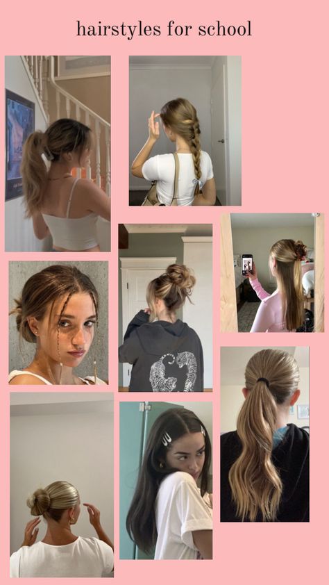 Pajama Day Hairstyles, Straight Hairstyle, Pajama Day, School Hair, Sports Hairstyles, Hair Stylist Life, Square Faces, Secondary School, Hairstyles For School