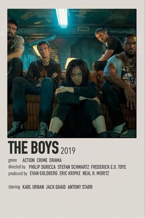 Minimalistic Polaroid Poster, Jack Quaid, Erin Moriarty, Antony Starr, Eric Kripke, Movies For Boys, Iconic Movie Posters, Boys Posters, Movie To Watch List