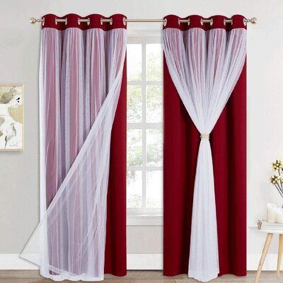 Red And Black Curtains, Black Curtains Bedroom, Red Curtains Living Room, Kids Blackout Curtains, Voile Panels, Curtains Room, Unique Curtains, Layered Curtains, Curtain Room