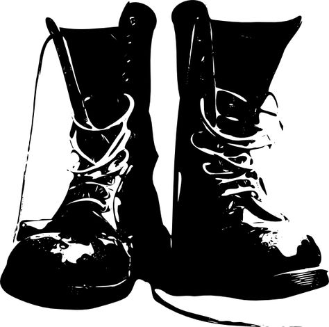 Boots Shoes Clothing clip art - This is a FREE vector graphic that you can download at WWW.4VECTOR.COM #vector #graphic #graphicdesign #illustration Boots Fine, Skinhead Clothing, Military Scrapbook, Shoes Vector, Arte Punk, Army Boots, Fashion Shoes Boots, Silhouette Clip Art, Silhouette Vinyl