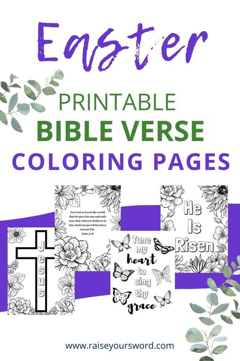 Easter coloring pages printable! Choose from 4 coloring pages and color with your family for Easter! #freeprintable #coloringpagesforeaster #bibleversecoloringpages Easter Verses, Easter Coloring Pages Printable, Verse Coloring Pages, Easter Bible Verses, Easter Lessons, Kjv Scripture, Liturgical Colours, Bible Verse Coloring Page, Scripture Coloring