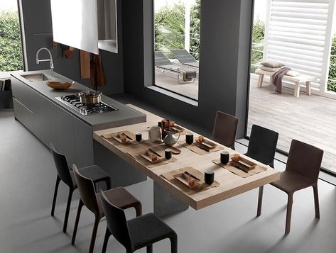 Kitchen Island Dining Table, Modern Kitchen Design Small, Kitchen Island Table, Modern Kitchen Island, Kitchen Island Design, Kitchen Room Design, Kitchen Inspiration Design, Kitchen Diner, Kitchen Islands