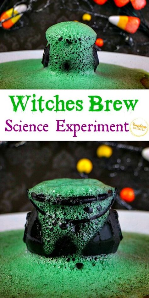 Cauldron Science Experiment, Witches Brew Science Experiment, Halloween Experiments, Library Halloween, Halloween Stem Activities, Experiment Science, Fall Science, Halloween Stem, Baking Soda And Vinegar